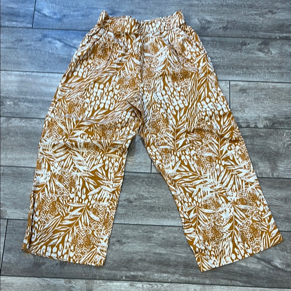 Christian Siriano Brown Leaf Print Pants